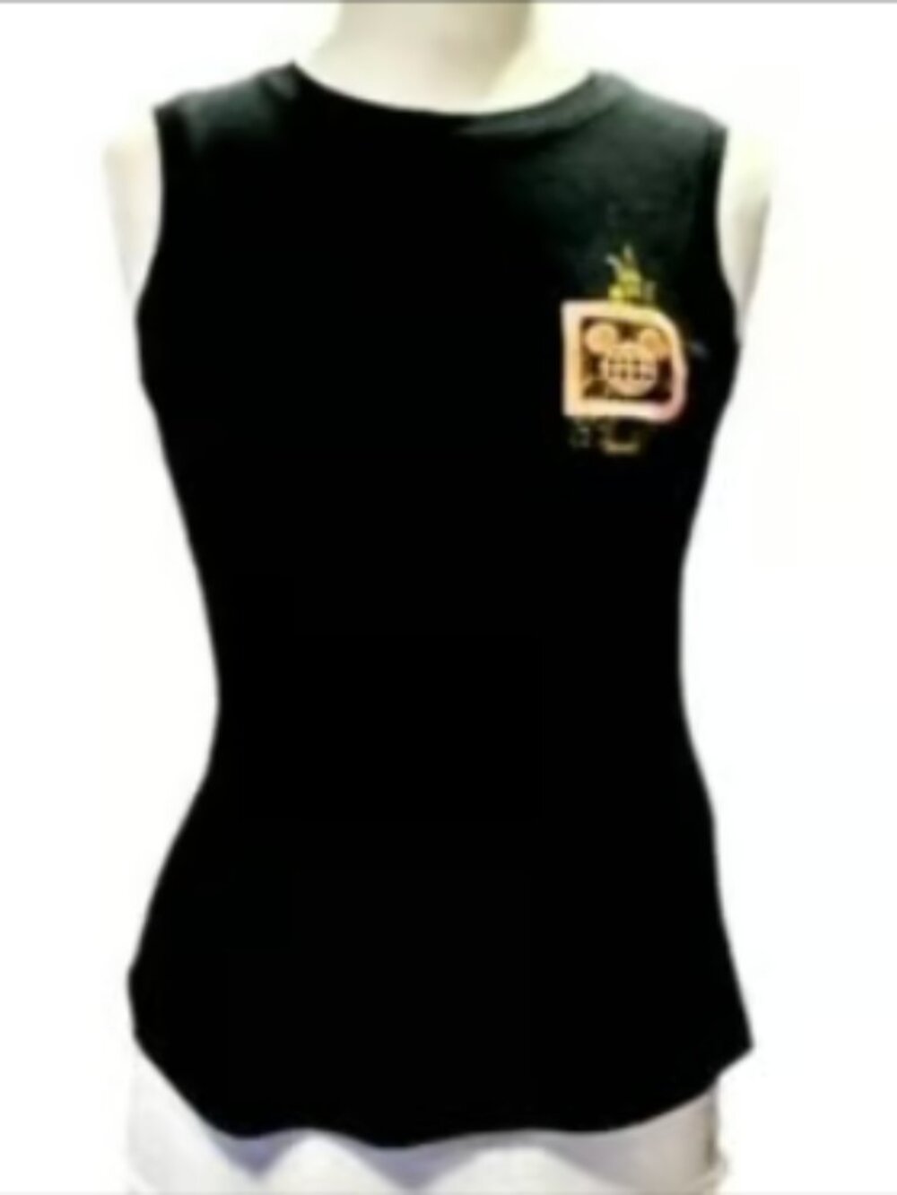 Disney Sleeveless Black Top Gold Metallic Mickey Mouse 100% Cotton Tank Top NWT